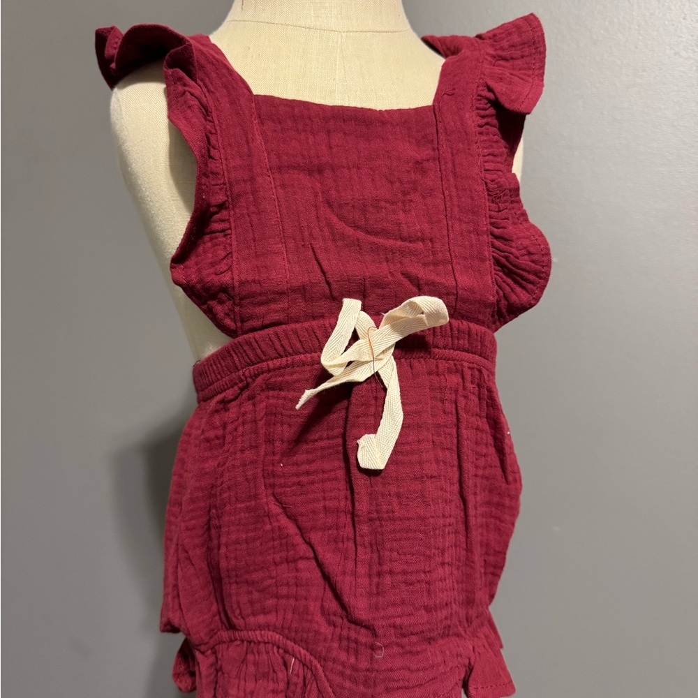 Kids Burgundy Ruffle Romper
